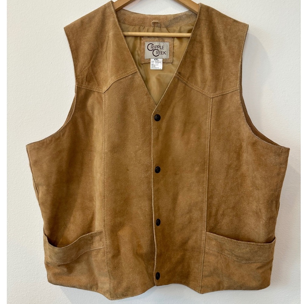 Cripple Creek Mens 4XL Tan Suede Leather Western Vest ML3061X Cowboy Ranch